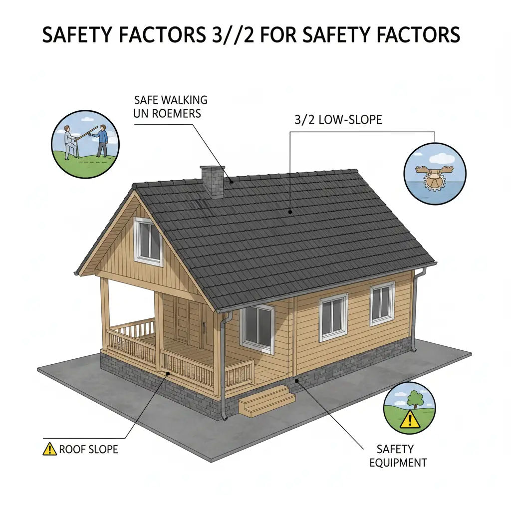 312 roof showing safe walking practices, harness use, and weather hazard precautions.
