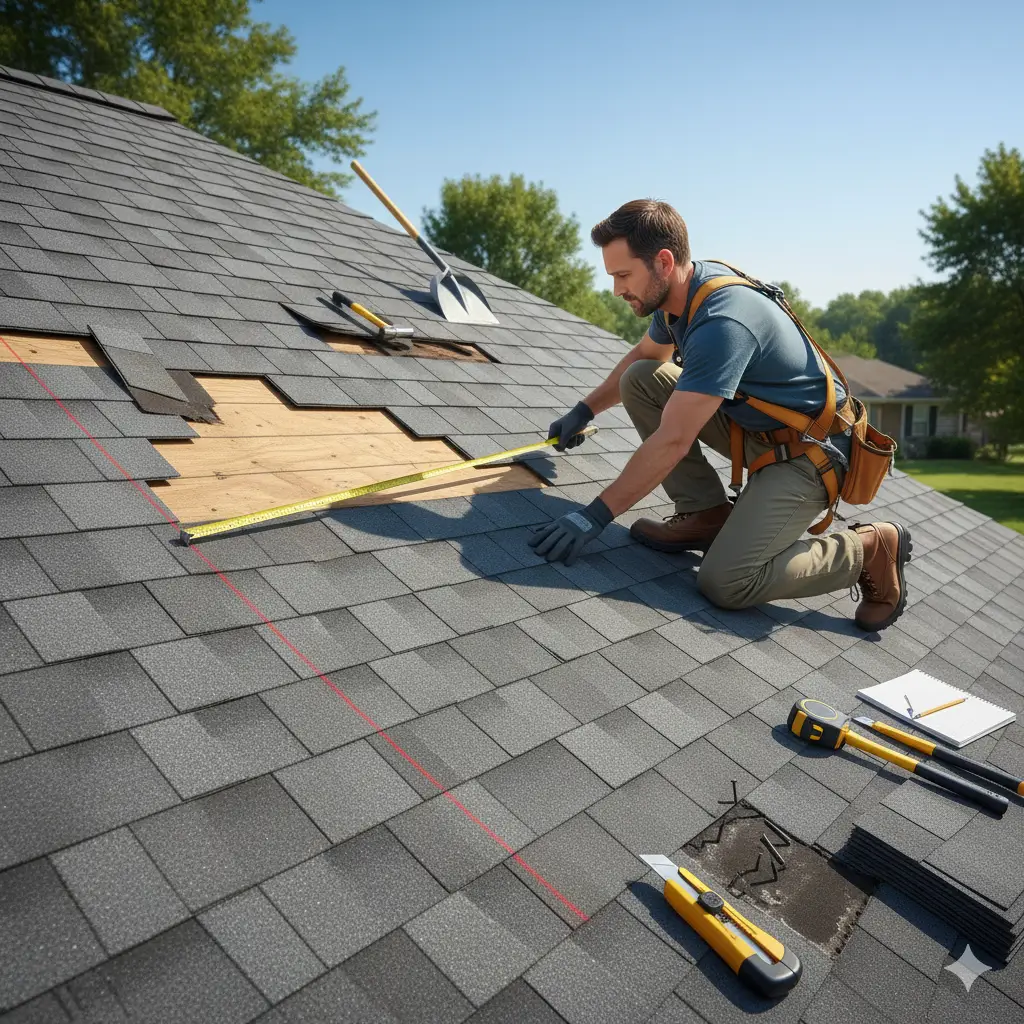 Measure and inspection of shingle roof