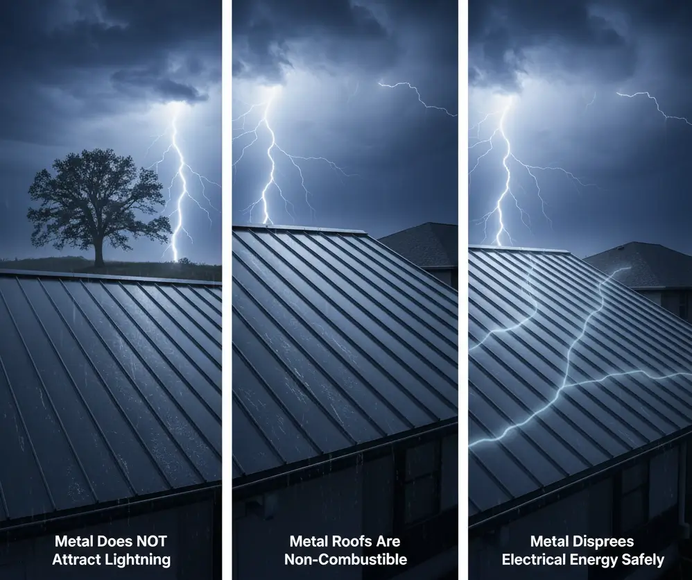 Why Metal Roofs Are Naturally Safe in Lightning Storms