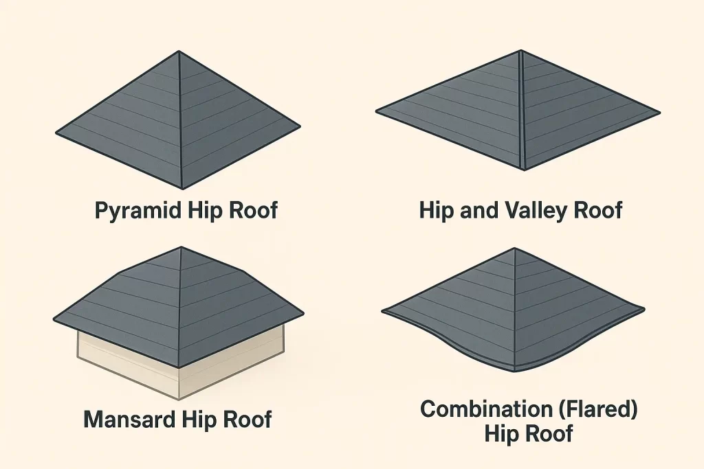 deffernt types of hip roofs
