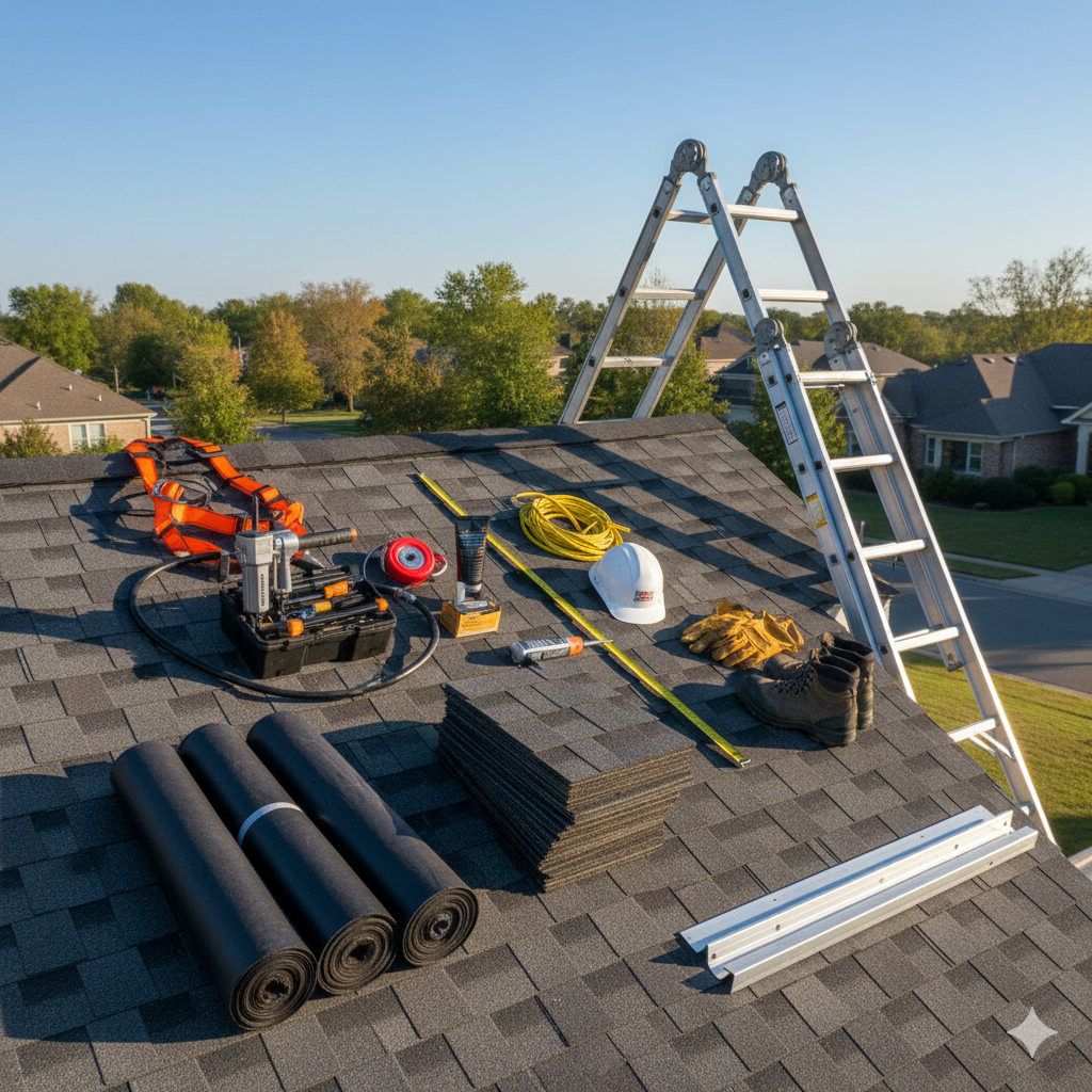 tools, meterials and safety for shingle roof installation